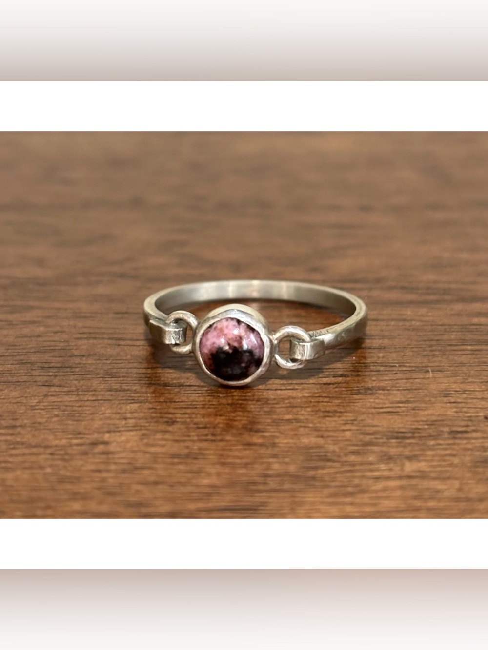 Sterling Silver 925 Rhodonite Ring Size 8.5 Made In Guatemala